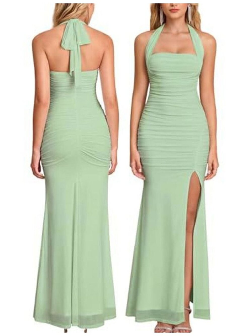 JKMNAO Sage Halter Tie Maxi Dress w/ Size M - 1750